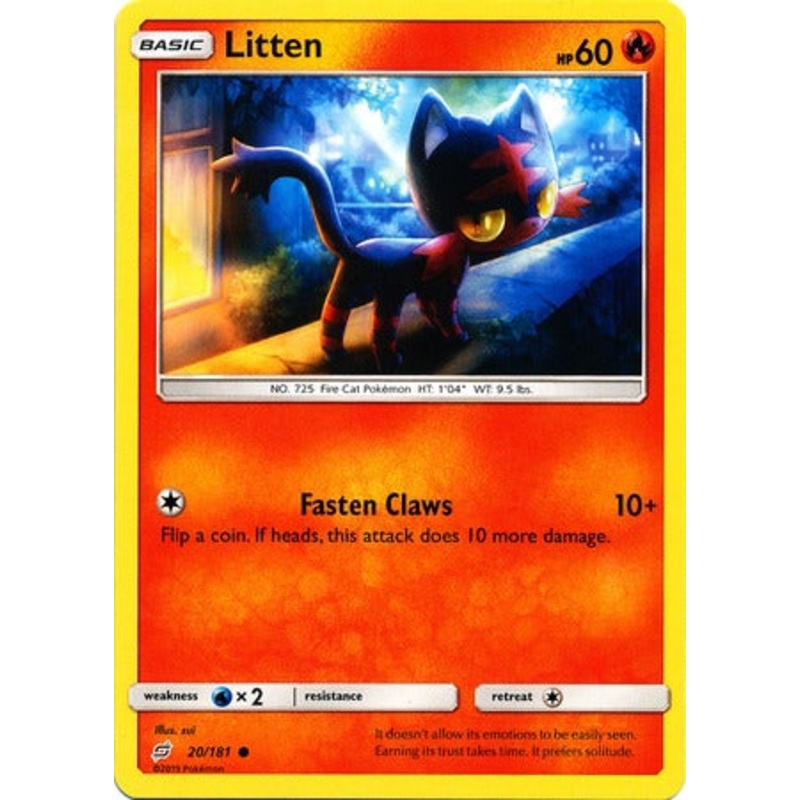 Pokemon Card Team Up 020/181 20/181 Litten Common