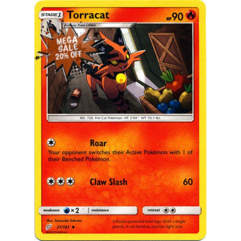 Pokemon Card Team Up 021/181 21/181 Torracat Uncommon