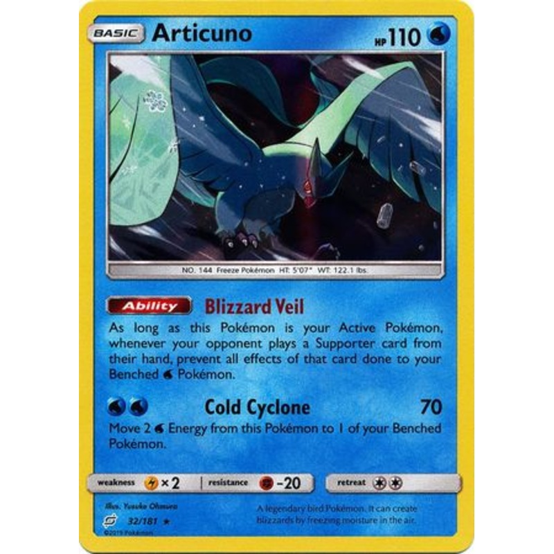 Pokemon Card Team Up 032/181 32/181 Articuno Holo Rare