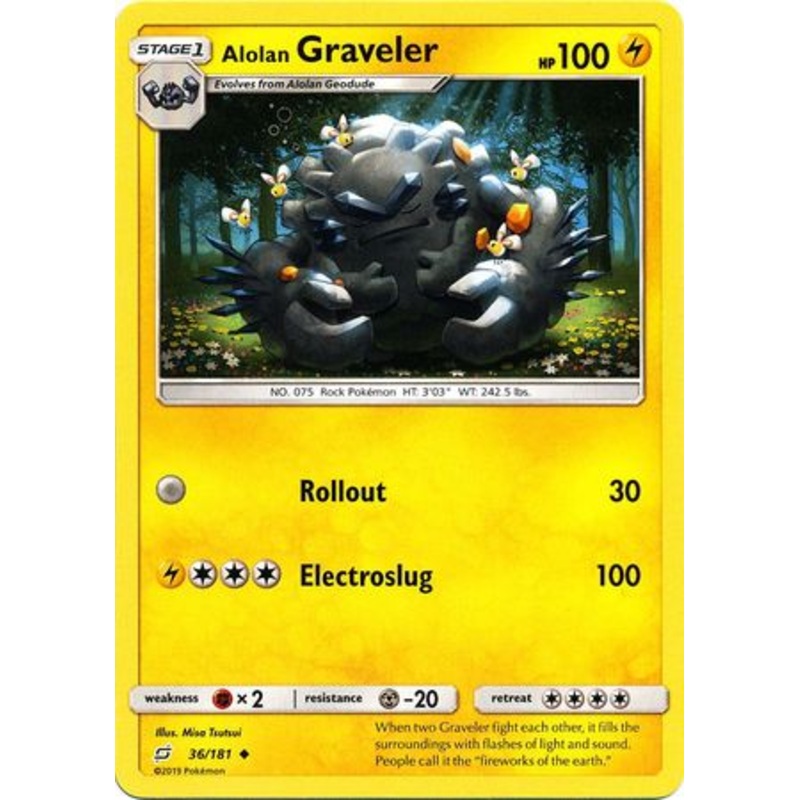 Pokemon Card Team Up 036/181 36/181 Alolan Graveler Uncommon