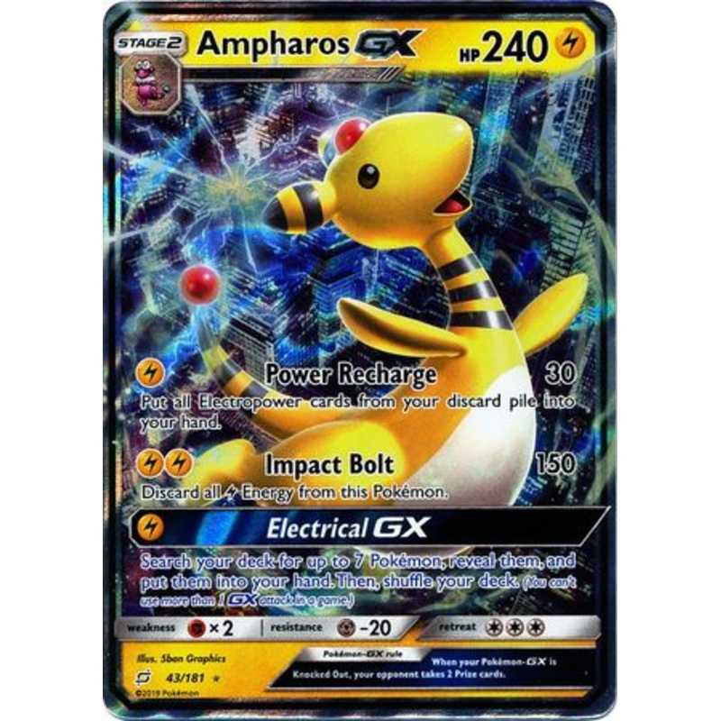 Pokemon Card Team Up 043/181 43/181 Ampharos GX Ultra Rare