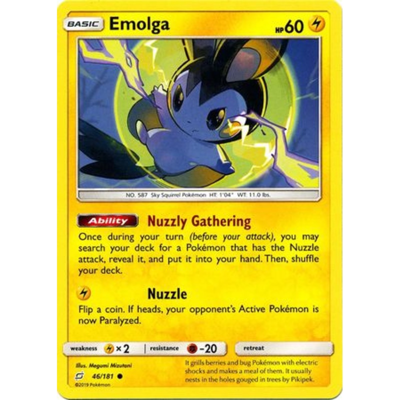 Pokemon Card Team Up 046/181 46/181 Emolga Common