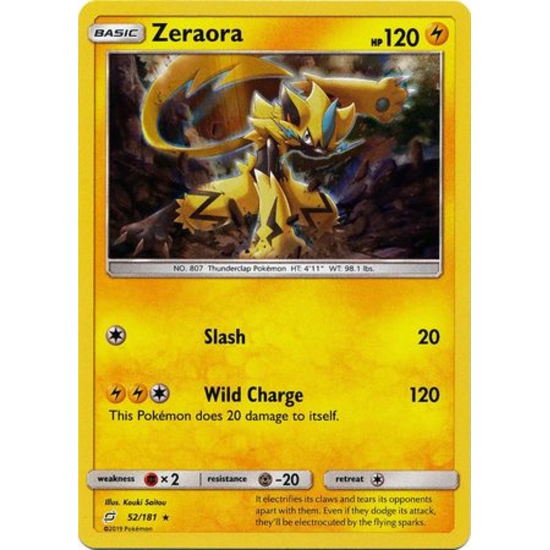 Pokemon Card Team Up 052/181 52/181 Zeraora Holo Rare