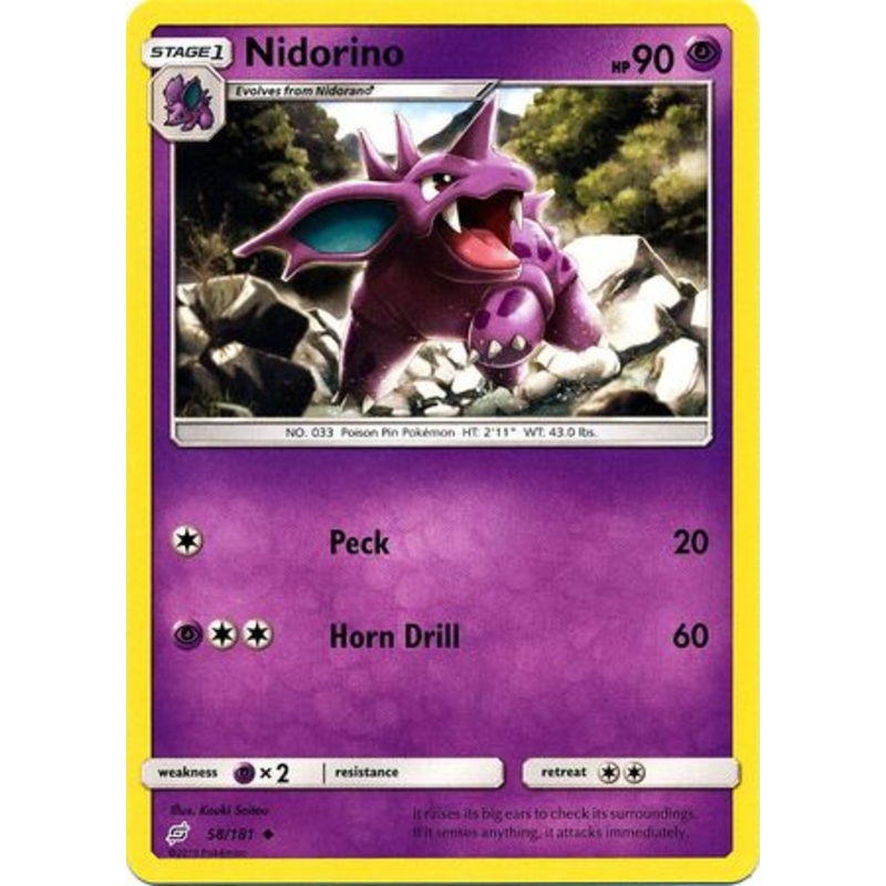 Pokemon Card Team Up 058/181 58/181 Nidorino Uncommon