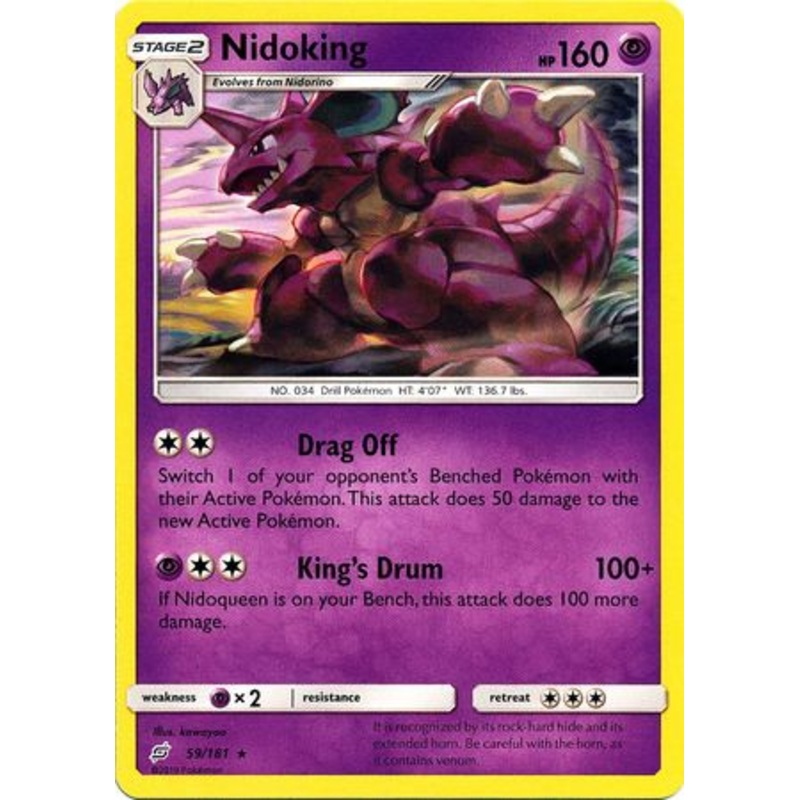 Pokemon Card Team Up 059/181 59/181 Nidoking Rare