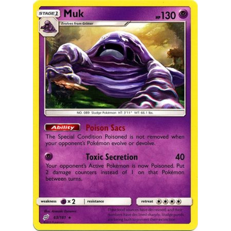 Pokemon Card Team Up 063/181 63/181 Muk Rare
