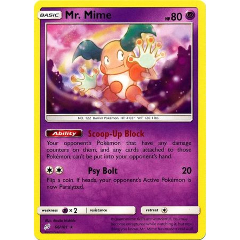 Pokemon Card Team Up 066/181 66/181 Mr. Mime Rare