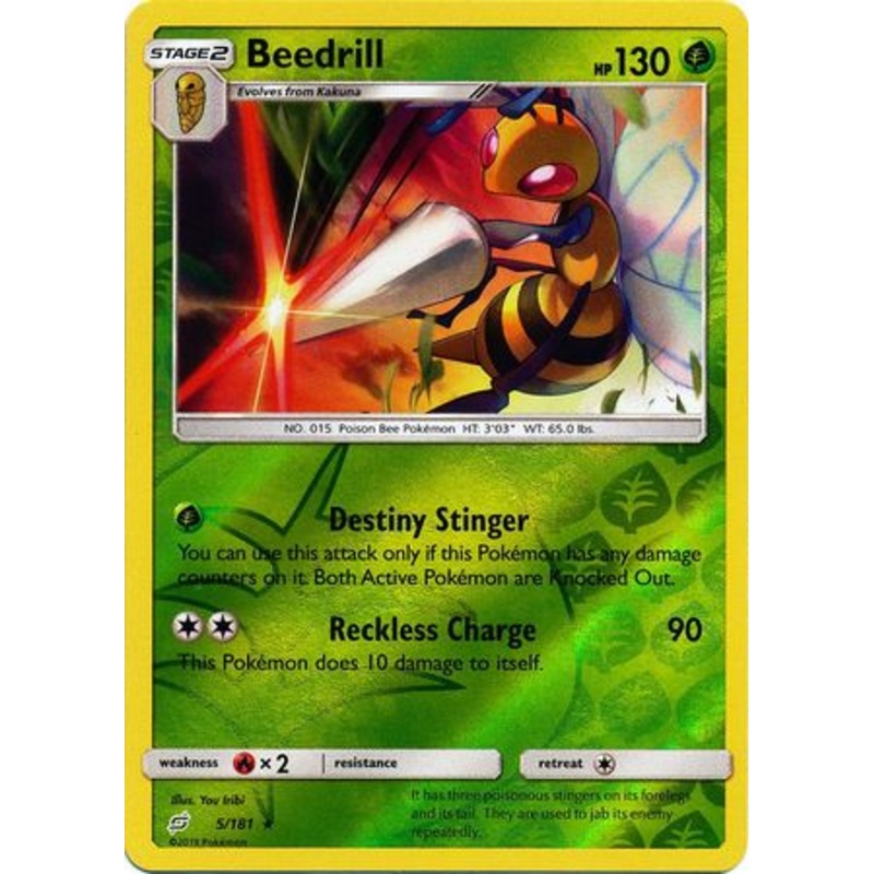 Pokemon Card Team Up 005/181 5/181 Beedrill Reverse Holo Rare