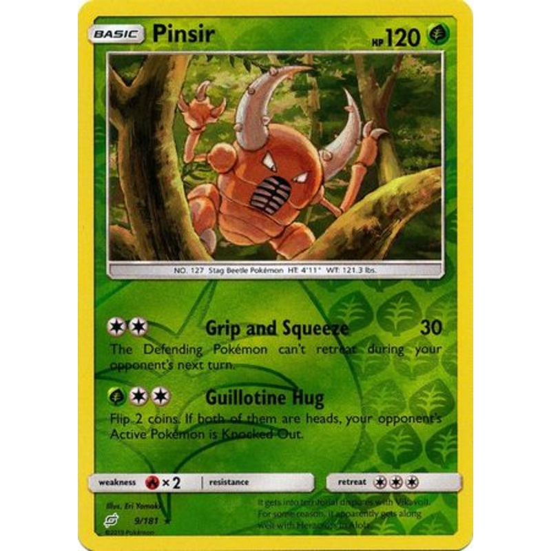 Pokemon Card Team Up 009/181 9/181 Pinsir Reverse Holo Rare