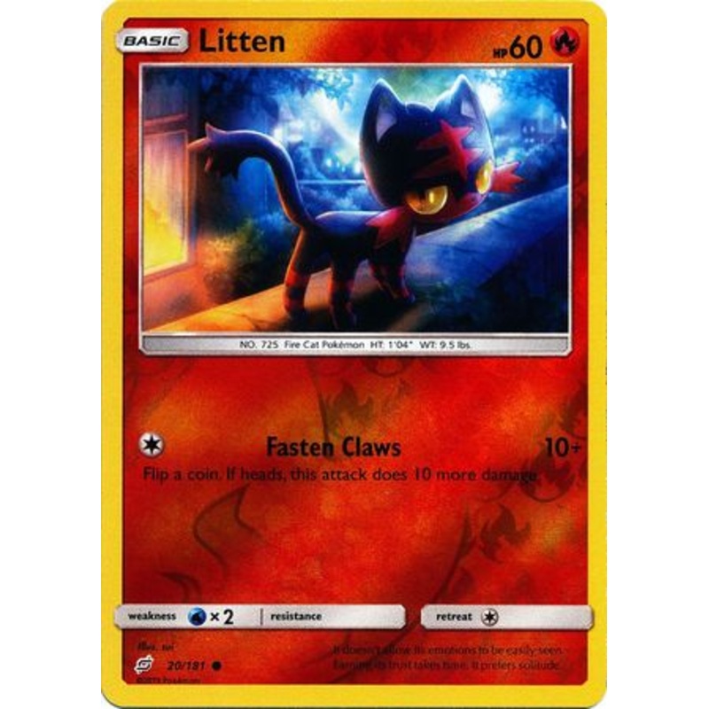 Pokemon Card Team Up 020/181 20/181 Litten Reverse Holo Common