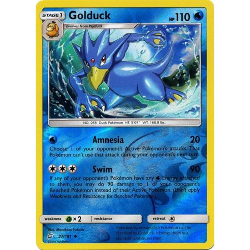 Pokemon Card Team Up 027/181 27/181 Golduck Reverse Holo Uncommon