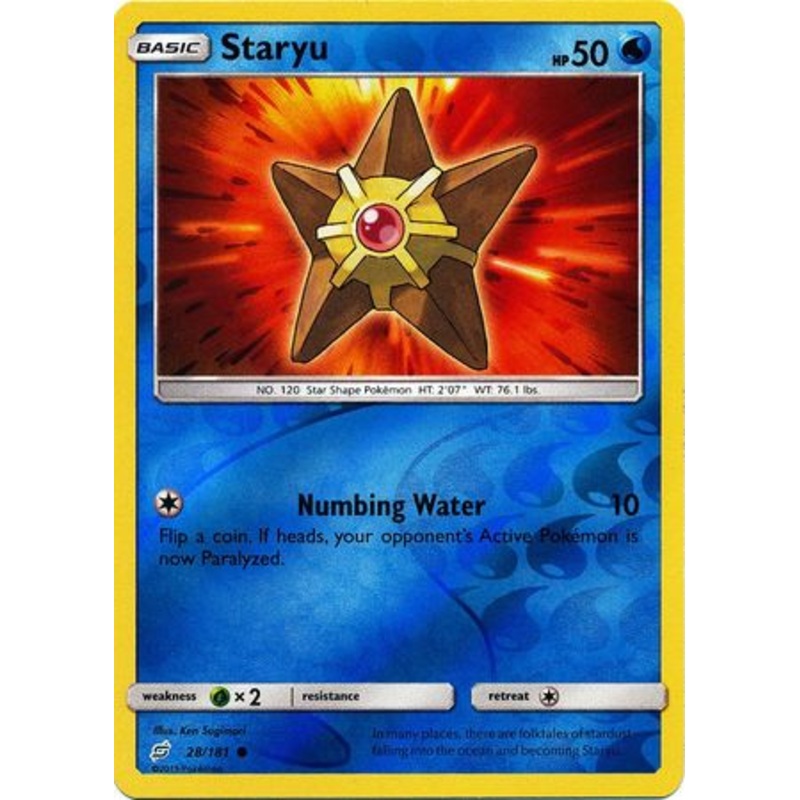 Pokemon Card Team Up 028/181 28/181 Staryu Reverse Holo Common