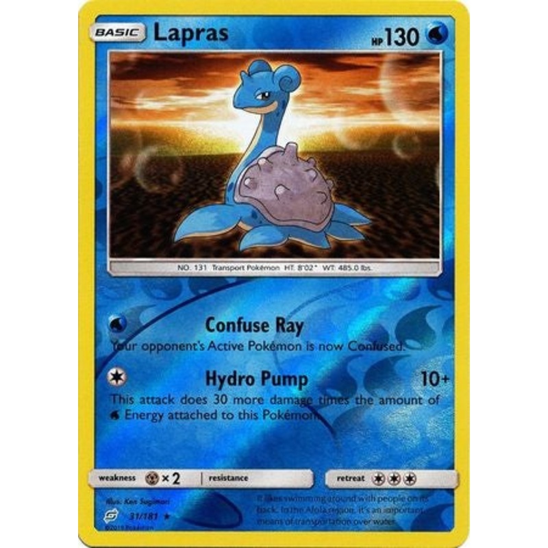 Pokemon Card Team Up 031/181 31/181 Lapras Reverse Holo Rare