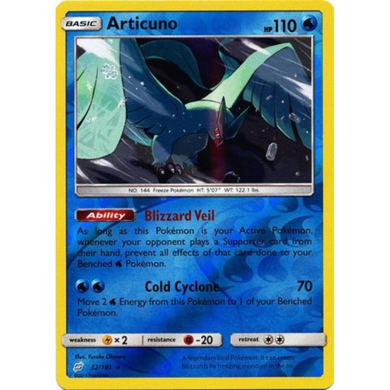 Pokemon Card Team Up 032/181 32/181 Articuno Reverse Holo Rare