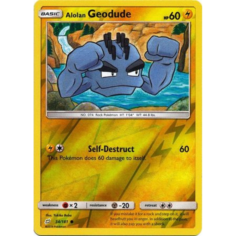 Pokemon Card Team Up 034/181 34/181 Alolan Geodude Reverse Holo Common
