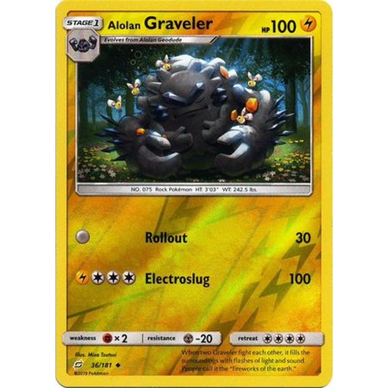 Pokemon Card Team Up 036/181 36/181 Alolan Graveler Reverse Holo Uncommon