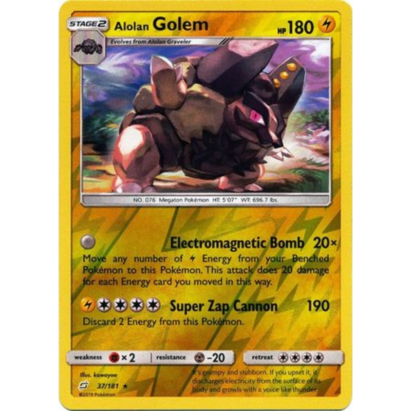 Pokemon Card Team Up 037/181 37/181 Alolan Golem Reverse Holo Rare