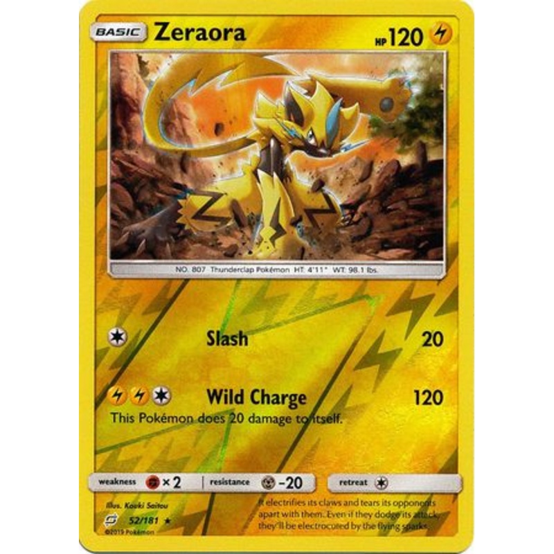 Pokemon Card Team Up 052/181 52/181 Zeraora Reverse Holo Rare