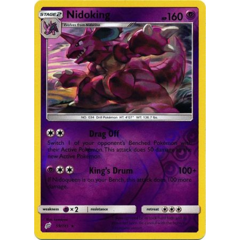 Pokemon Card Team Up 059/181 59/181 Nidoking Reverse Holo Rare