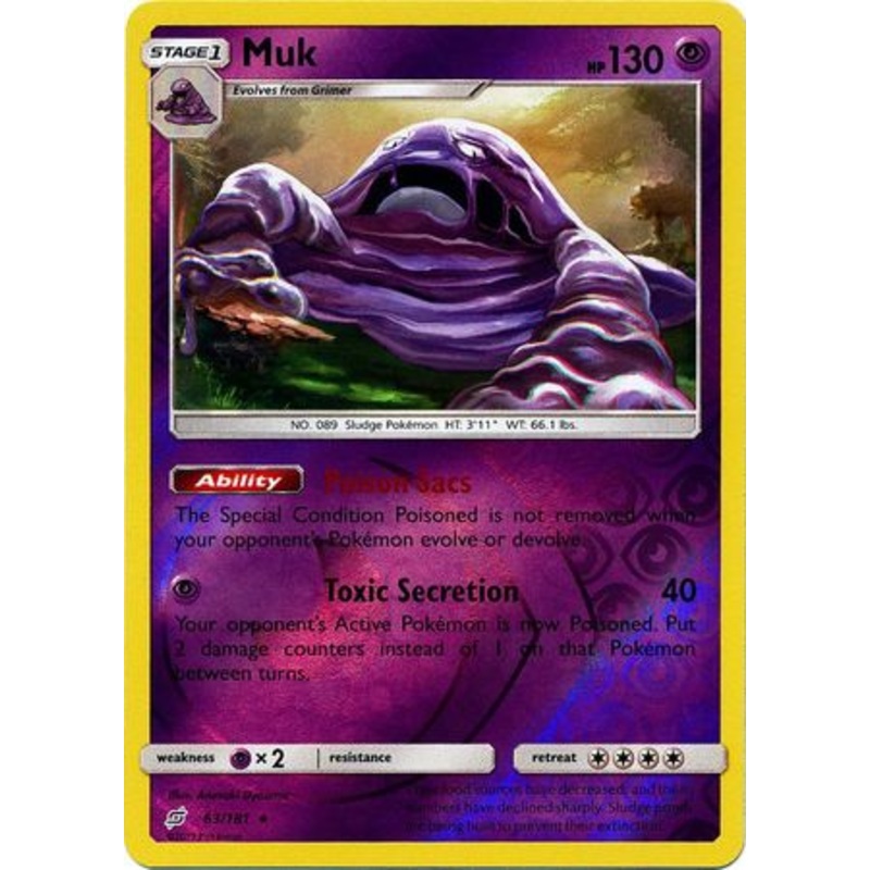 Pokemon Card Team Up 063/181 63/181 Muk Reverse Holo Rare
