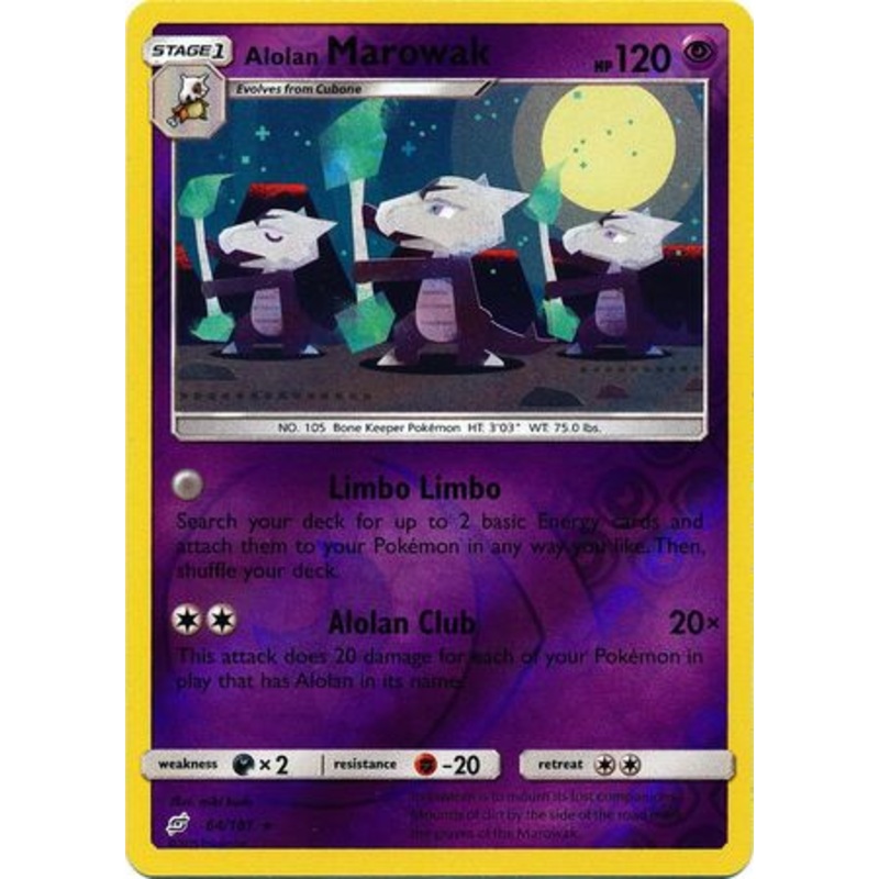 Pokemon Card Team Up 064/181 64/181 Alolan Marowak Reverse Holo Rare