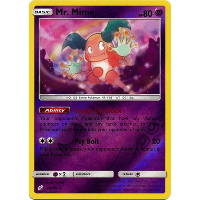 Pokemon Card Team Up 066/181 66/181 Mr. Mime Reverse Holo Rare