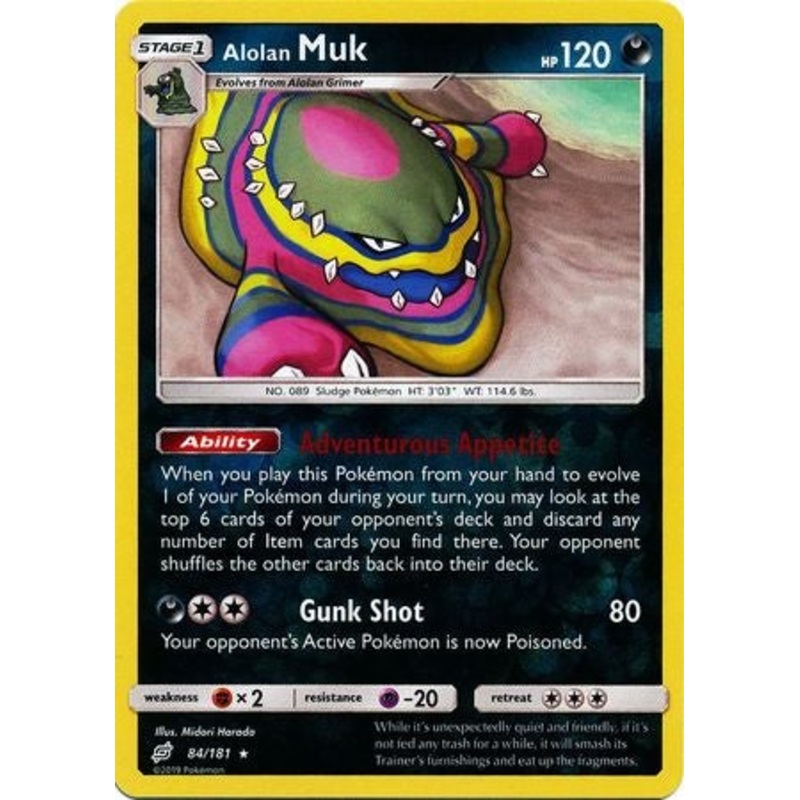 Pokemon Card Team Up 084/181 84/181 Alolan Muk Reverse Holo Rare