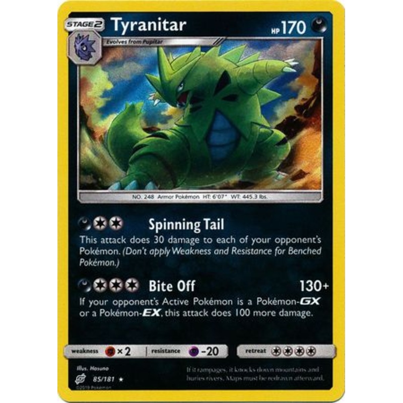 Pokemon Card Team Up 085/181 85/181 Tyranitar Holo Rare