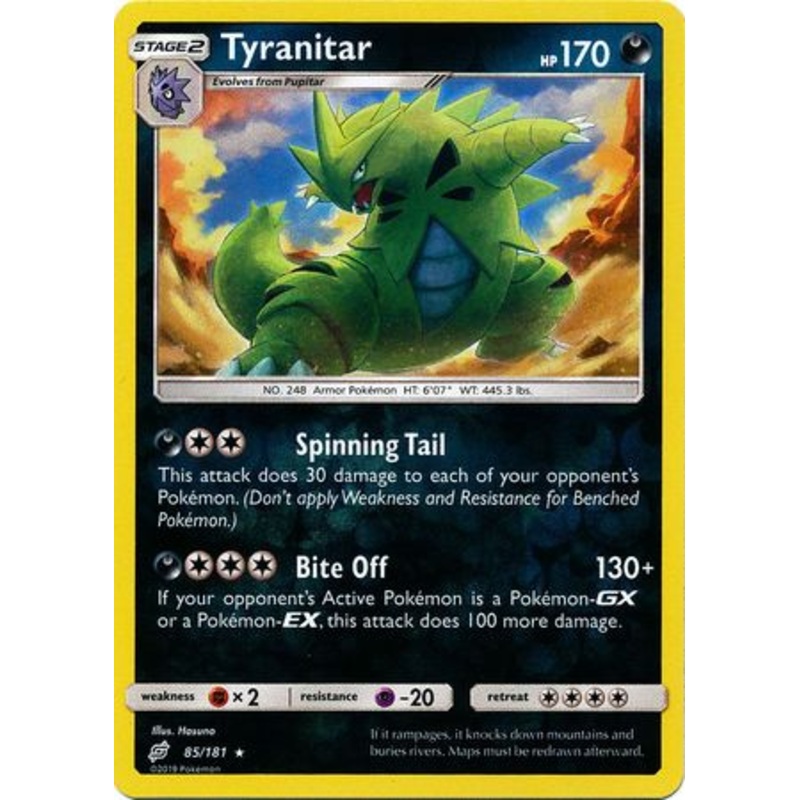 Pokemon Card Team Up 085/181 85/181 Tyranitar Reverse Holo Rare