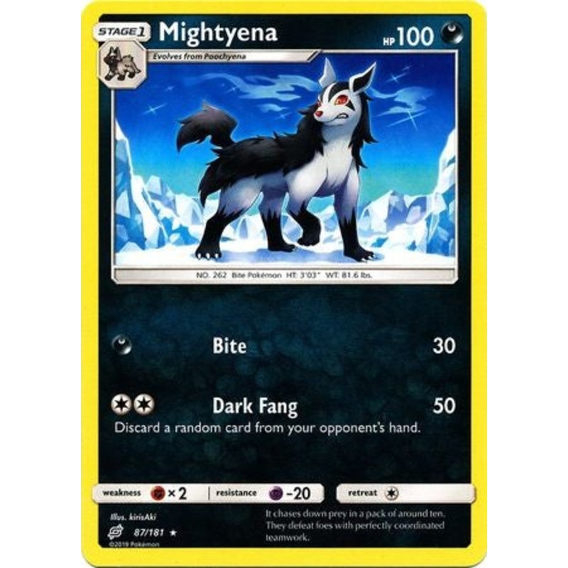 Pokemon Card Team Up 087/181 87/181 Mightyena Rare