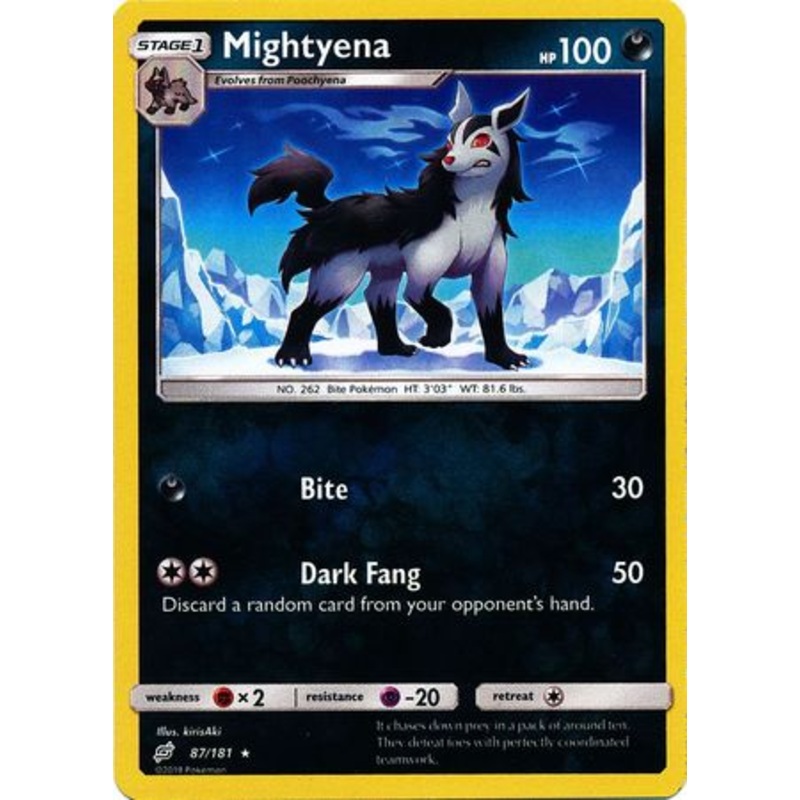 Pokemon Card Team Up 087/181 87/181 Mightyena Reverse Holo Rare
