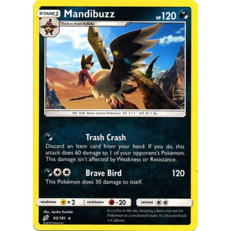 Pokemon Card Team Up 093/181 93/181 Mandibuzz Rare