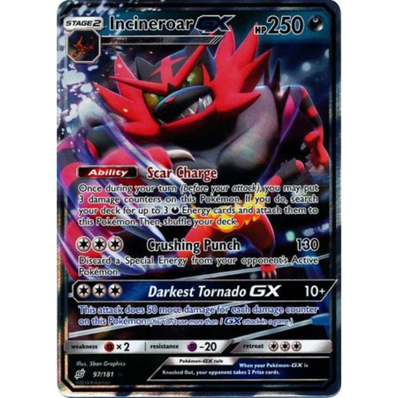 Pokemon Card Team Up 097/181 97/181 Incineroar GX Ultra Rare