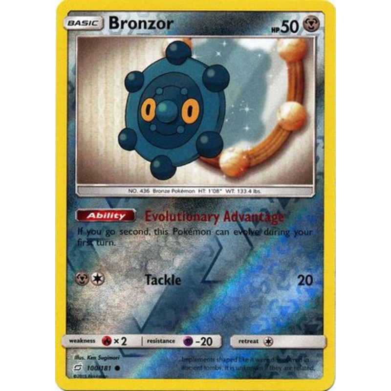 Pokemon Card Team Up 100/181 Bronzor Reverse Holo Common