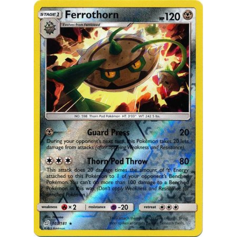 Pokemon Card Team Up 103/181 Ferrothorn Reverse Holo Rare