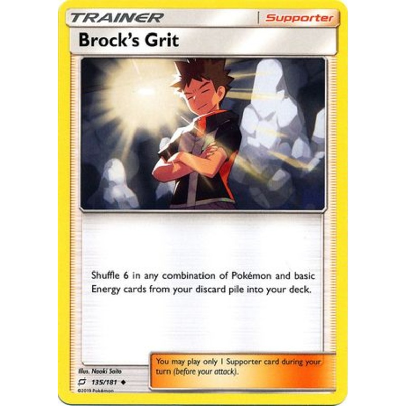 Pokemon Card Team Up 135/181 Brock’s Grit Supporter Uncommon