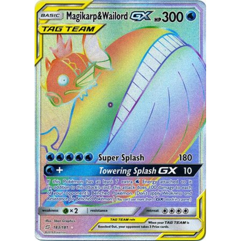Pokemon Card Team Up 183/181 Magikarp & Wailord Tag Team GX Hyper Rare