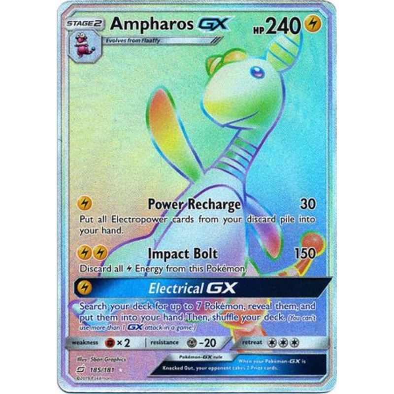 Pokemon Card Team Up 185/181 Ampharos GX Hyper Rare