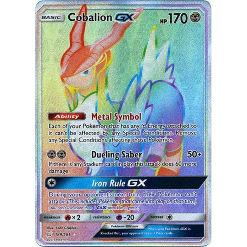 Pokemon Card Team Up 189/181 Cobalion GX Hyper Rare