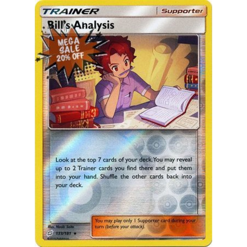 Pokemon Card Team Up 133/181 Bill’s Analysis Supporter Reverse Holo Rare