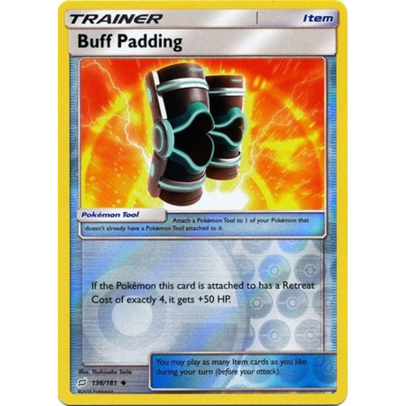 Pokemon Card Team Up 136/181 Buff Padding Item Reverse Holo Uncommon