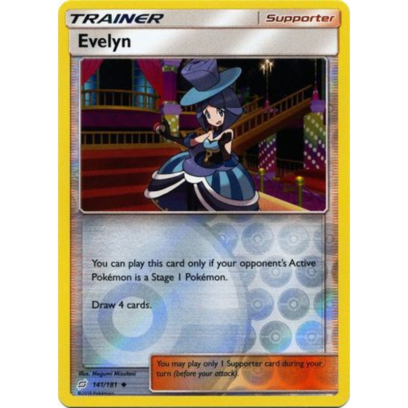 Pokemon Card Team Up 141/181 Evelyn Supporter Reverse Holo Uncommon