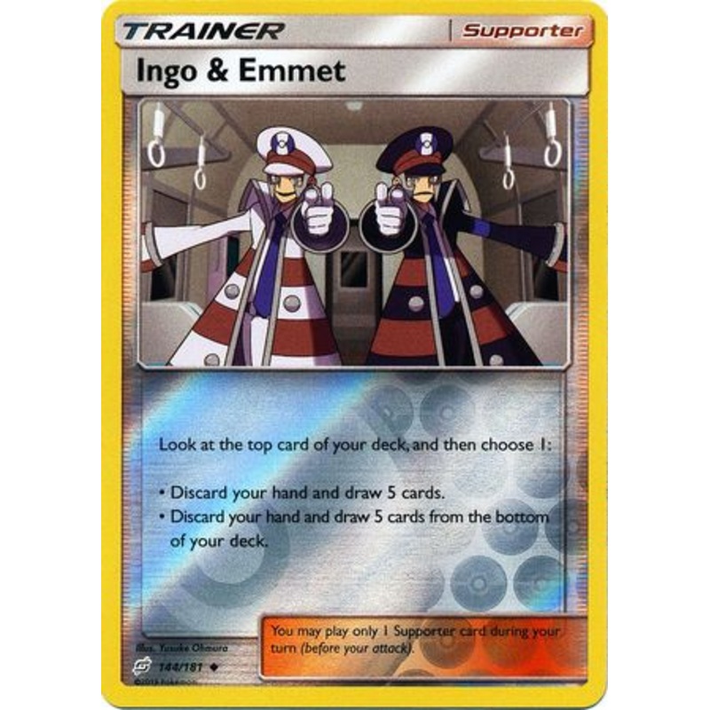 Pokemon Card Team Up 144/181 Ingo & Emmet Supporter Reverse Holo Uncommon