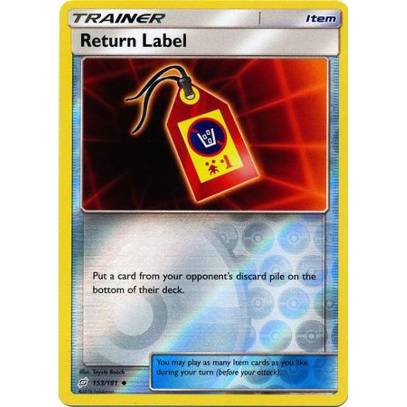Pokemon Card Team Up 153/181 Return Label Item Reverse Holo Uncommon