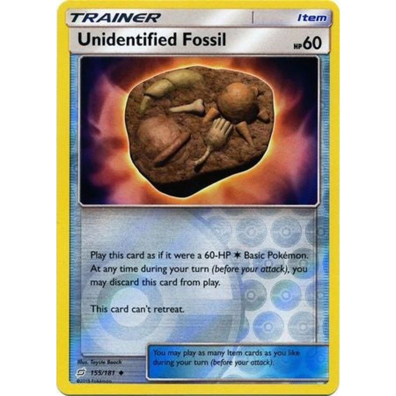 Pokemon Card Team Up 155/181 Unidentified Fossil Item Reverse Holo Uncommon