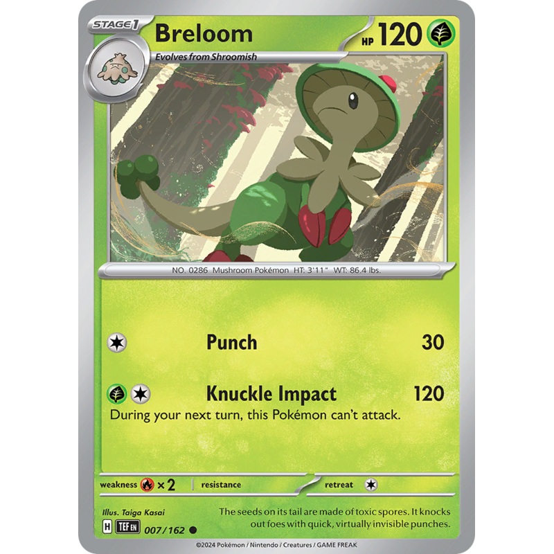 007/162 7/162 Breloom  Pokemon Card  Temporal Forces Common *MINT*