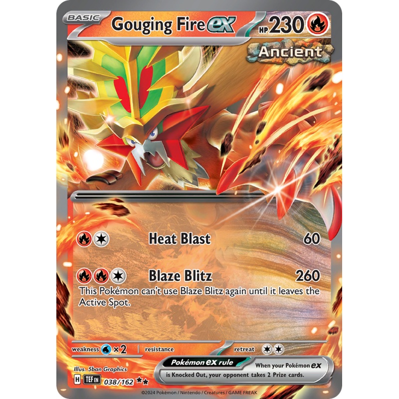 038/162 38/162 Gouging Fire ex  Pokemon Card  Temporal Forces Double Rare *MINT*