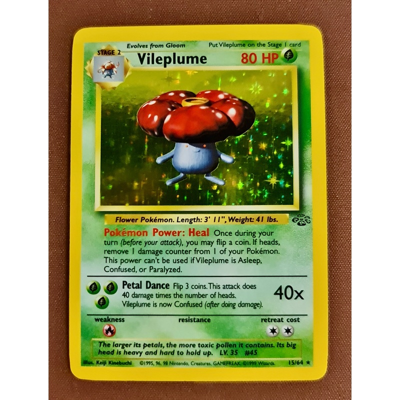 Pokemon Card Jungle Set Unlimited 15/64 Vileplume Holo Rare NEAR MINT