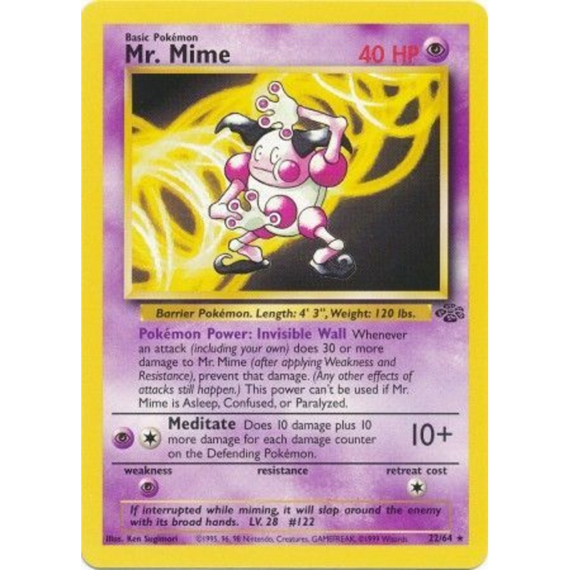 Pokemon Card Jungle Set Unlimited 22/64 Mr. Mime Rare NEAR MINT