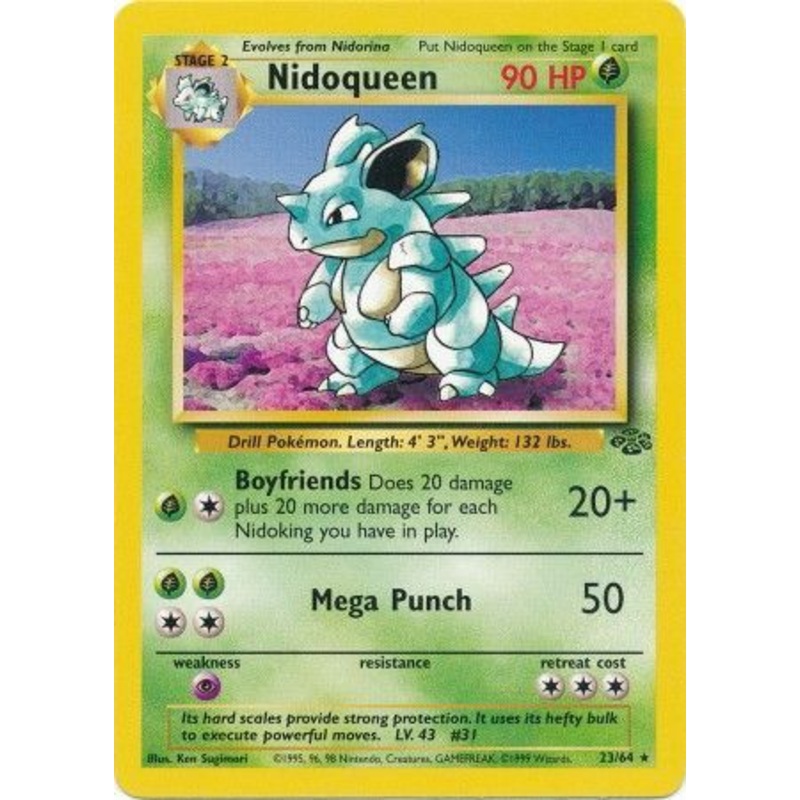 Pokemon Card Jungle Set Unlimited 23/64 Nidoqueen Rare NEAR MINT